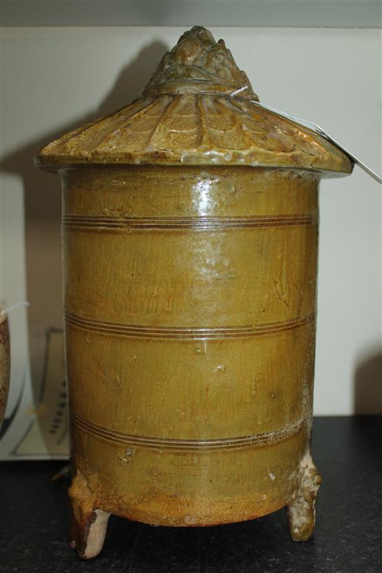 A Chinese olive green glazed model of a granary, Han dynasty, 36cm